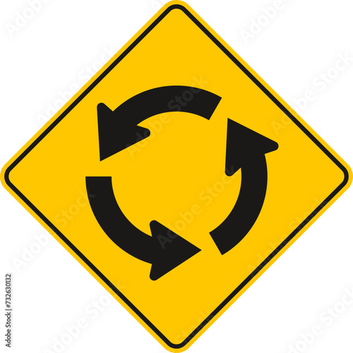 circular intersection ahead, Traffic Sign , Vector, symbol, transport icon