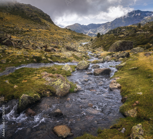 Stream flowing towards lake Tristaina,Andorra
