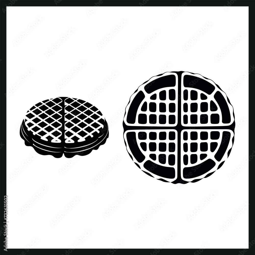 Waffle Silhouette Vector Clipart, Round Waffle Black Silhouette Vector Illustration, Waffle Flat Icon Waffle Silhouette Vector Clipart, Round Waffle Black Silhouette Vector Illustration, Waffle Flat Icon