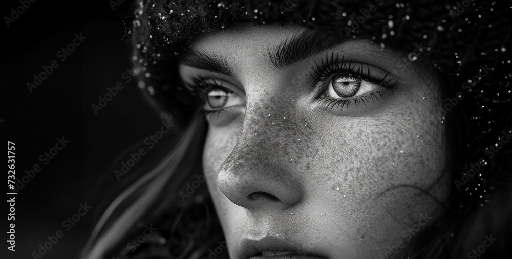 Portray the emotional depth of a person through a series of black-and-white portraits that emphasize facial expressions High-resolution photograph clean sharp focus, focus stacking, digital photograph