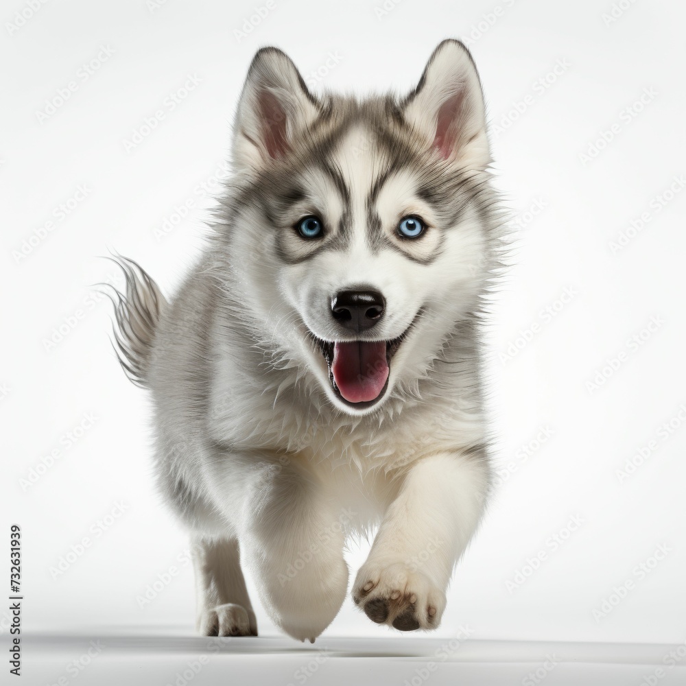 Husky Dog Running With Mouth Open