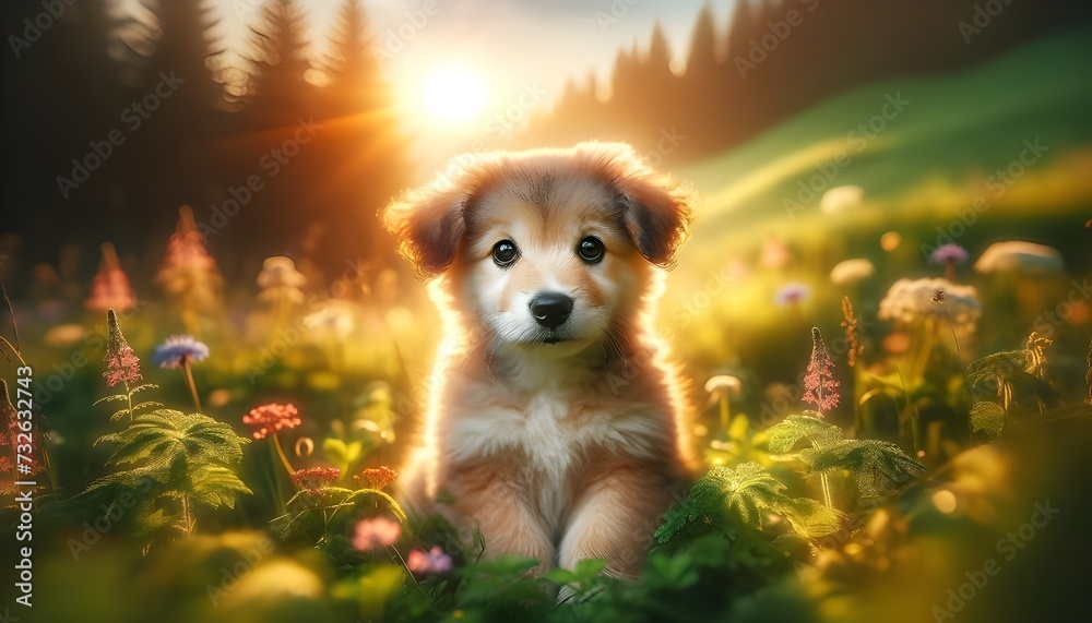Obraz premium Portrait charmant d'un joli chiot, ami domestique idéal, capturé dans un moment tendre. Ce mammifère est l'essence même de la joie des animaux de compagnie.