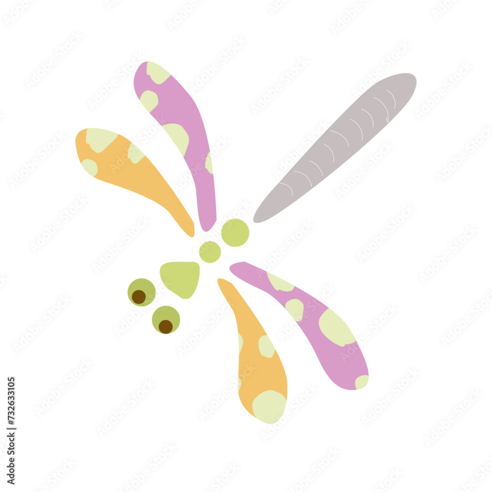 Vector simple  cartoon Dragonfly .Cute dragon fly icon.