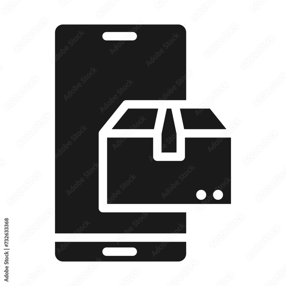 delivery box smartphone glyph icon isolated on white background. delivery box smartphone vector icon for web, mobile and ui design delivery box smartphone glyph icon isolated on white background. delivery box smartphone vector icon for web, mobile and ui design