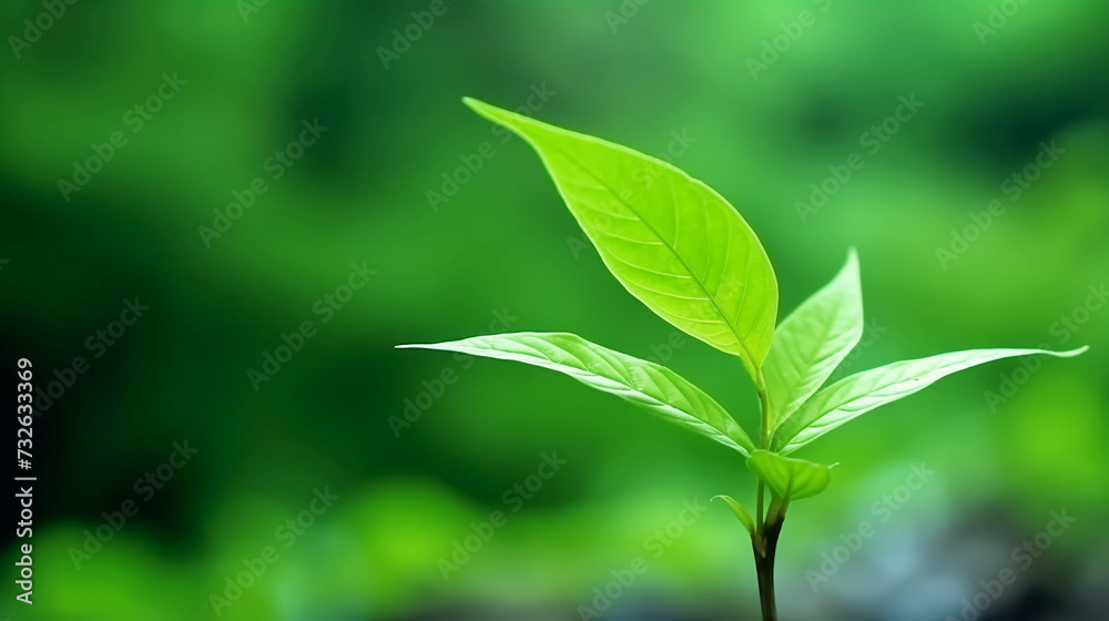 Closeup of green leaves with bokeh background