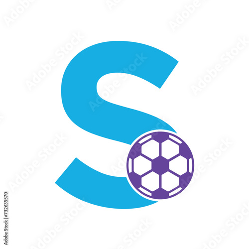 Football Logo combine with letter S vector template
