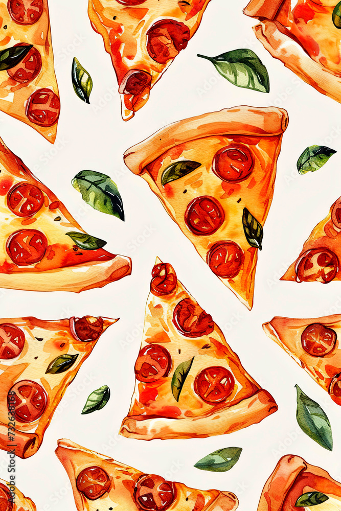 Generative AI illustration of pizza backgrounds with copy space Generative AI illustration of pizza backgrounds with copy space