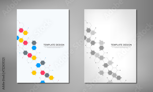Abstract geometric background with hexagons shape pattern for a business brochure or cover book, page layout, flyer design, and poster template