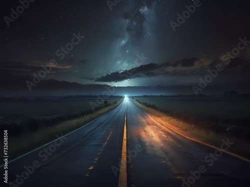 road in the night sky