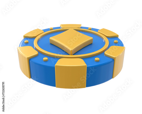 3D Blue Casino Chip