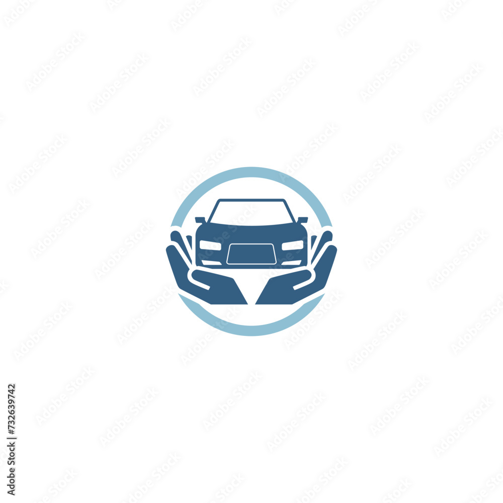 Car insurance Icon logo. Car in hand icon Car insurance Icon logo. Car in hand icon