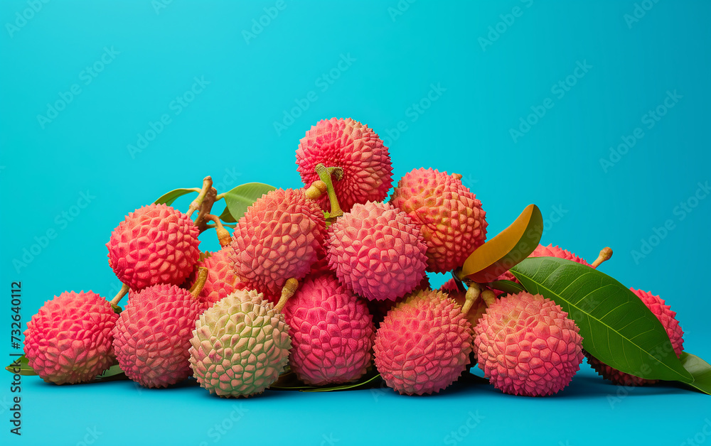 Fresh Lychee Fruits with Leaves Fresh Lychee Fruits with Leaves