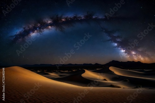 A beautiful imagined realistic night stayed in the desert for design with a beauty generated by AI