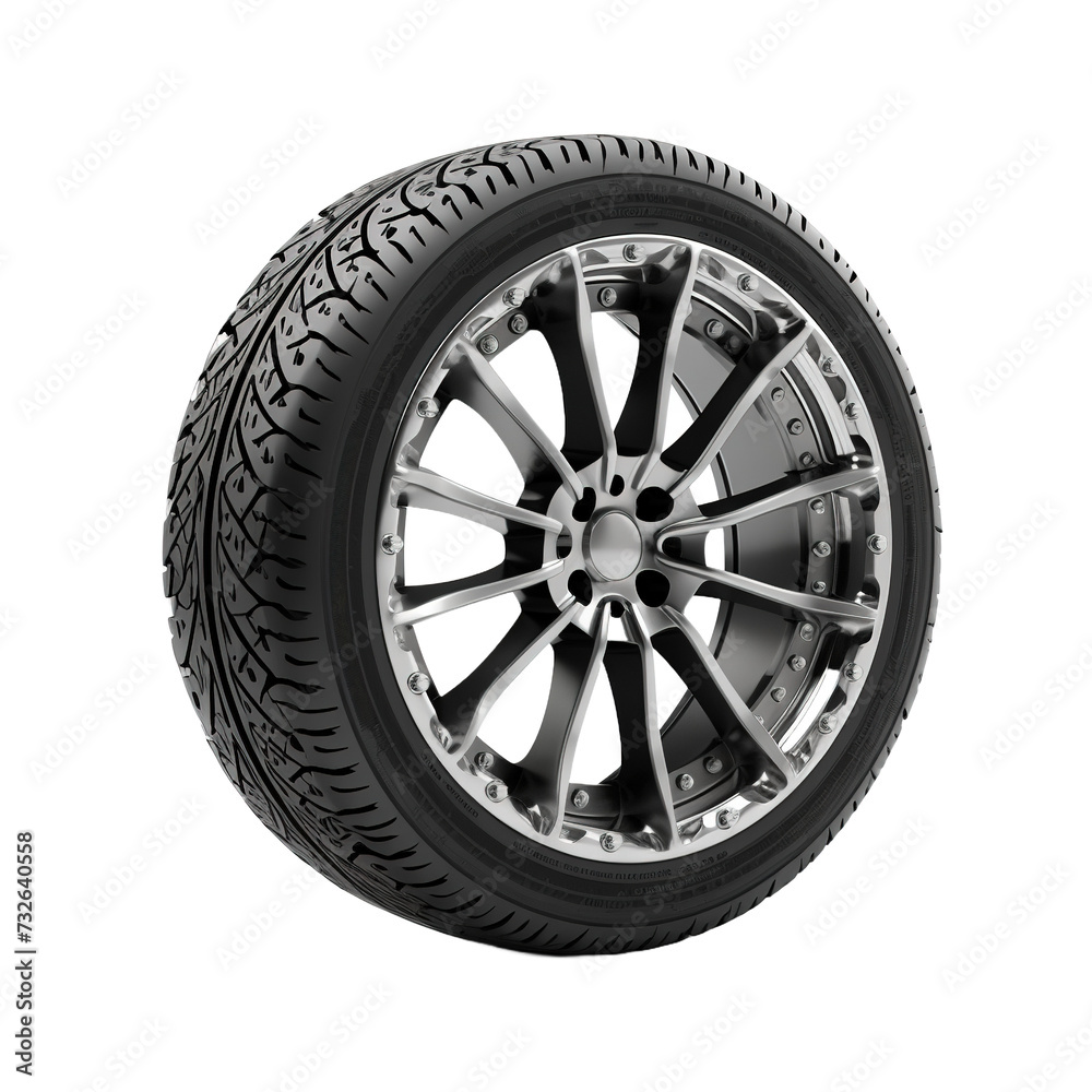 Car tire and wheel isolated on white or transparent background Car tire and wheel isolated on white or transparent background