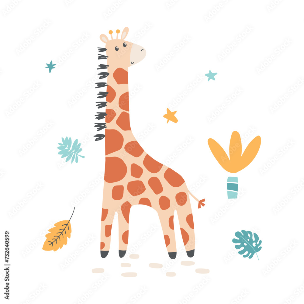 cute baby giraffe vector print