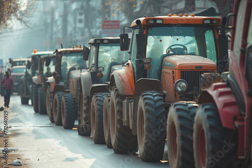 Tractors on the city streets, strike of agricultural workers © Olga