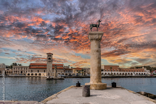 Tableau sur toile The Gate of Marina in Rhodes Island