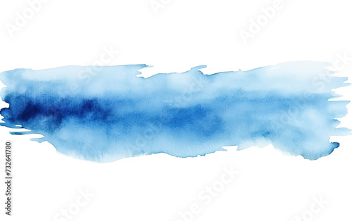 Blue watercolor paint brush strokes isolated on white or transparent background