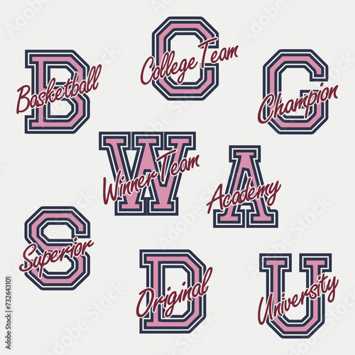 cute college typography vector print