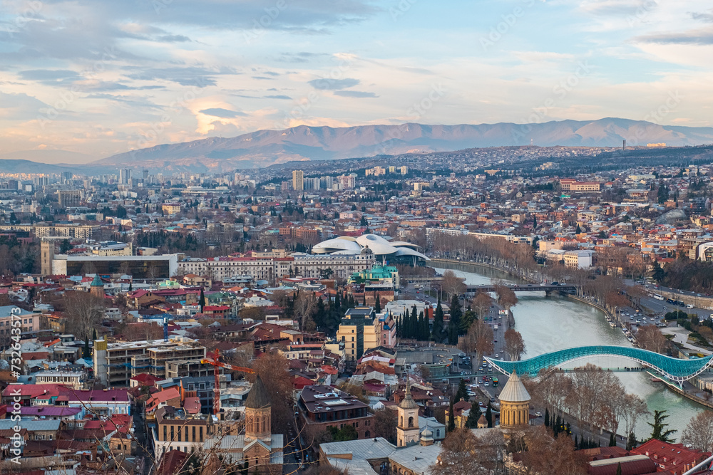 Obraz premium View of Tibilisi at sunset, Georgia
