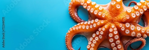 Orange Octopus in Exotic Blue Sea Generative AI