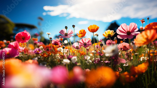 Colorful flower meadow with sunny