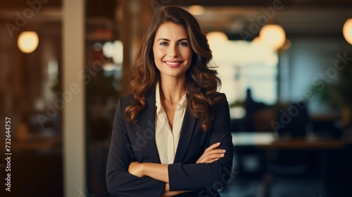 Portrait of a Confident Businesswoman in Office Generative AI