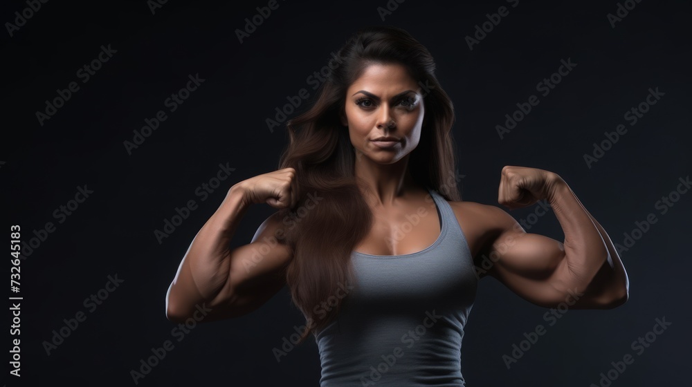 Powerful and Motivated Woman in Fitness Gym Generative AI Powerful and Motivated Woman in Fitness Gym Generative AI