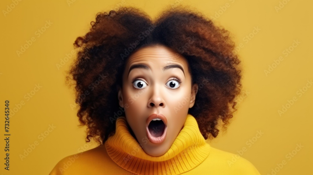 Surprised black woman with hands on face Generative AI Surprised black woman with hands on face Generative AI