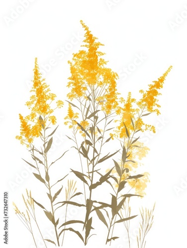 Yellow Goldenrod Flower Illustration Generative AI