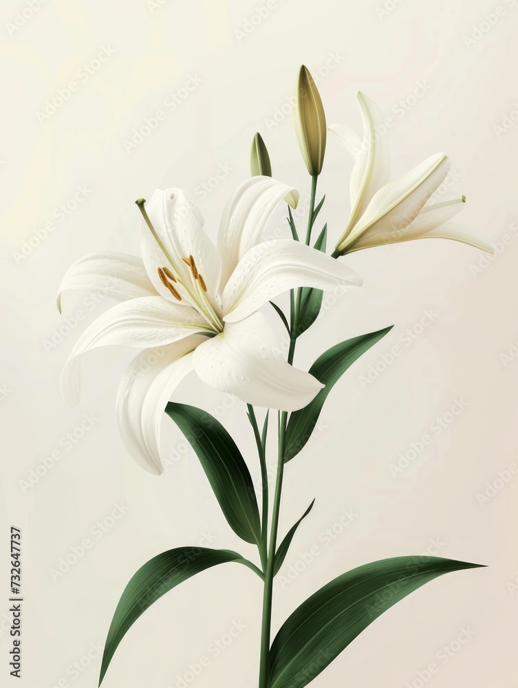 White Lily Illustration Generative AI