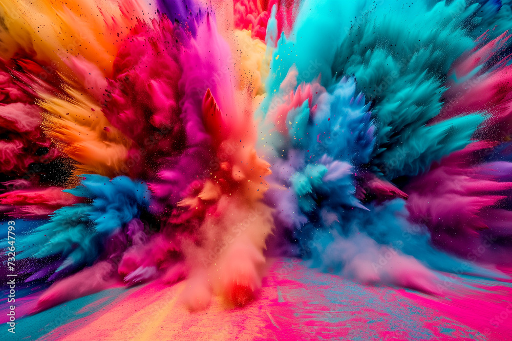 abstract background of sprayed colorful holi paint