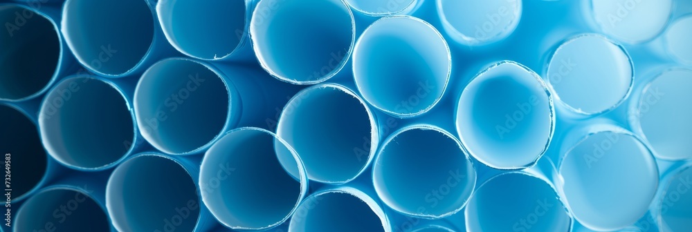 Close-up of Blue Drinking Straws on Paper Tubes Generative AI
