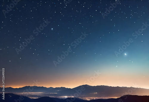clear sky at night with bright stars in minimal style