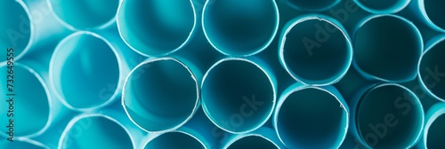 Close-up of Blue Drinking Straws on Paper Tubes Generative AI