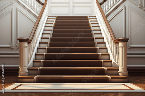 Wooden stairs in classic interior - Ai Generated