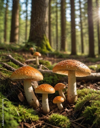 Culinary Elegance: Sunlit Forest Mushrooms