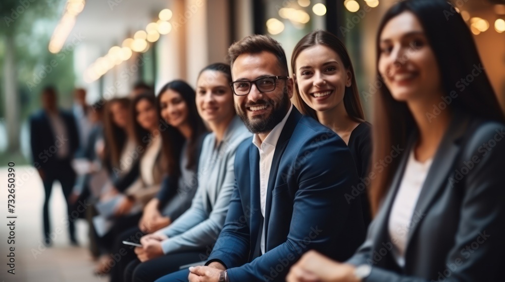 Obraz premium Group of people waiting for an interview or meeting Generative AI