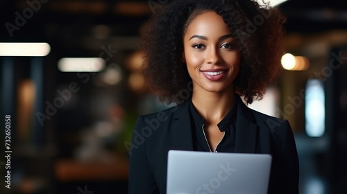 Portrait of a businesswoman working on a proposal in an office Generative AI