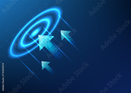 Cyber security technology abstract background The arrow hits a circular wave. Showing a virus cyber attack being stopped by a defense system, Vector illustration