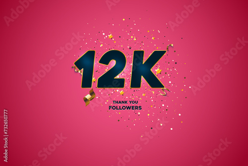 Blue golden 12K isolated on Pink background, Thank you followers peoples, 12K online social group, 13K photo