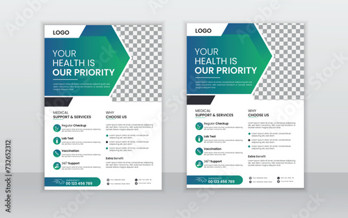 Corporate healthcare and medical flyer  layout template,
