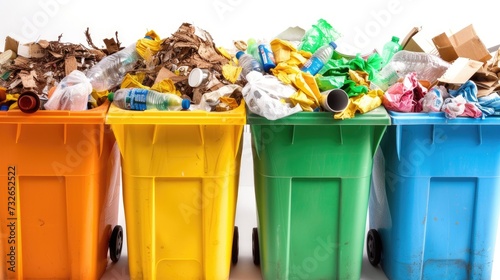 Diverse disposal: Bins full of various waste types.