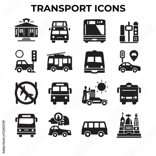 vector icons for public transport