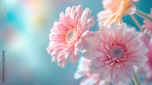 Pink flowers background, close-up of beautiful flowers pastel color, delicate and romantic floral background. © Cobalt