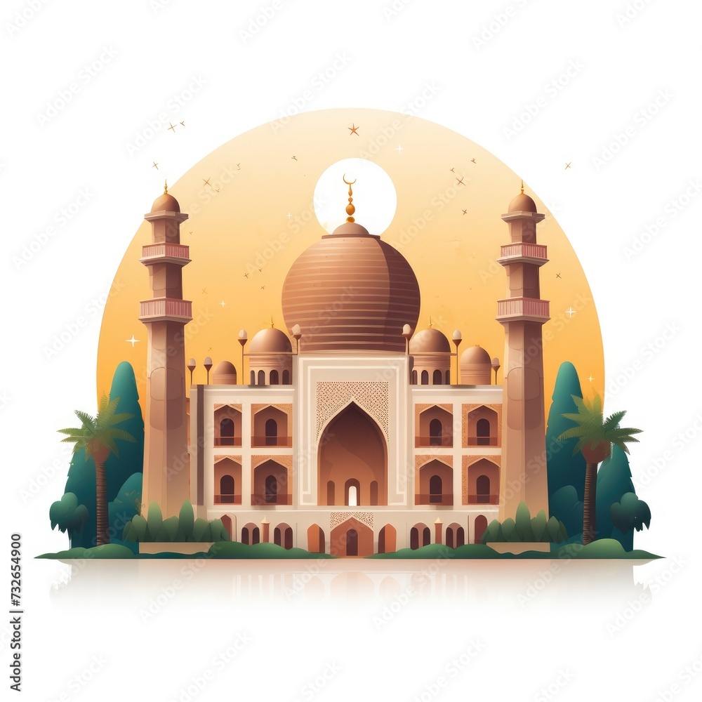Flat illustration background for Islamic greeting card during Ramadan kareem