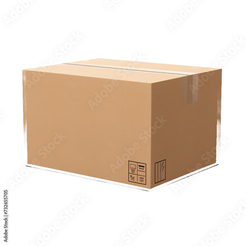 Blank Cardboard box on white or transparent background