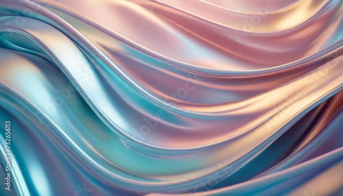 Abstract 3D wavy metallic lines in soft pastel hues, symbolizing fluidity and creativity. Dynamic backdrop for modern designs © Your Hand Please