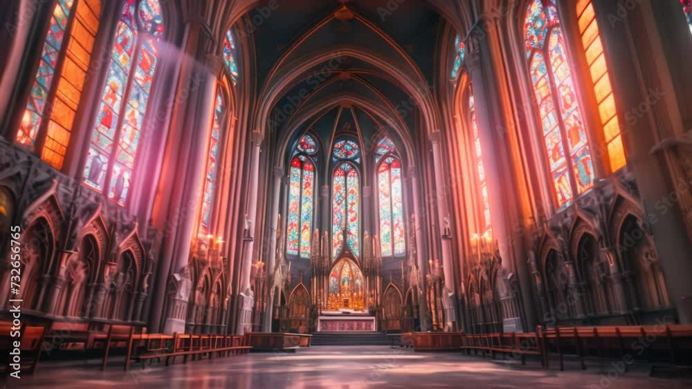 Gothic Splendor: Iconic Cathedral and its Luminous Windows. Generative ai Gothic Splendor: Iconic Cathedral and its Luminous Windows. Generative ai