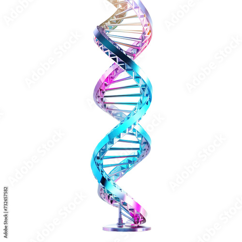 3D Spiral DNA code helix on white or transparent background